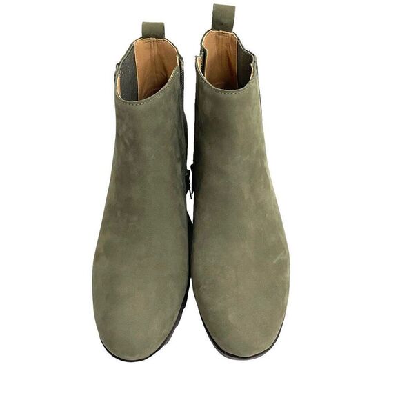 NEW Vionic Wilma leather Heeled Ankle Boots Size 9.5 olive green nubuck - Picture 4 of 11
